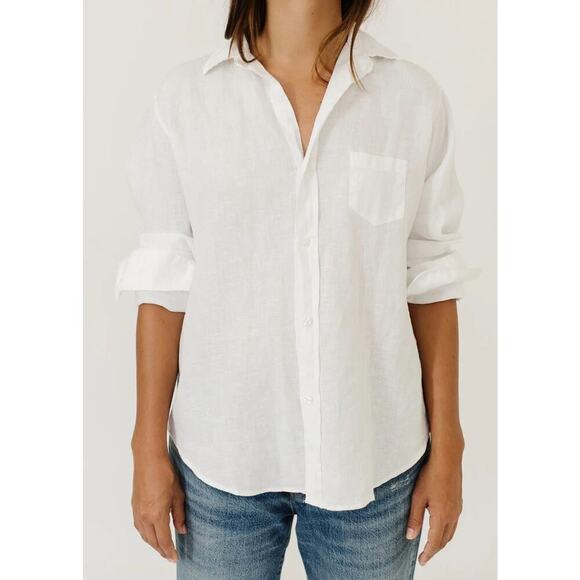 Frank & Eileen Linen ‘Eileen’ Top - White - Small - Picture 1 of 5